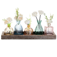 Glasseam ensemble face avant montrant cinq vases et plateau pour une déco soignée