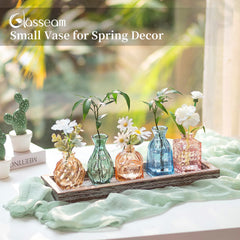 Glasseam vases en situation sur table offrant centre de table minimaliste