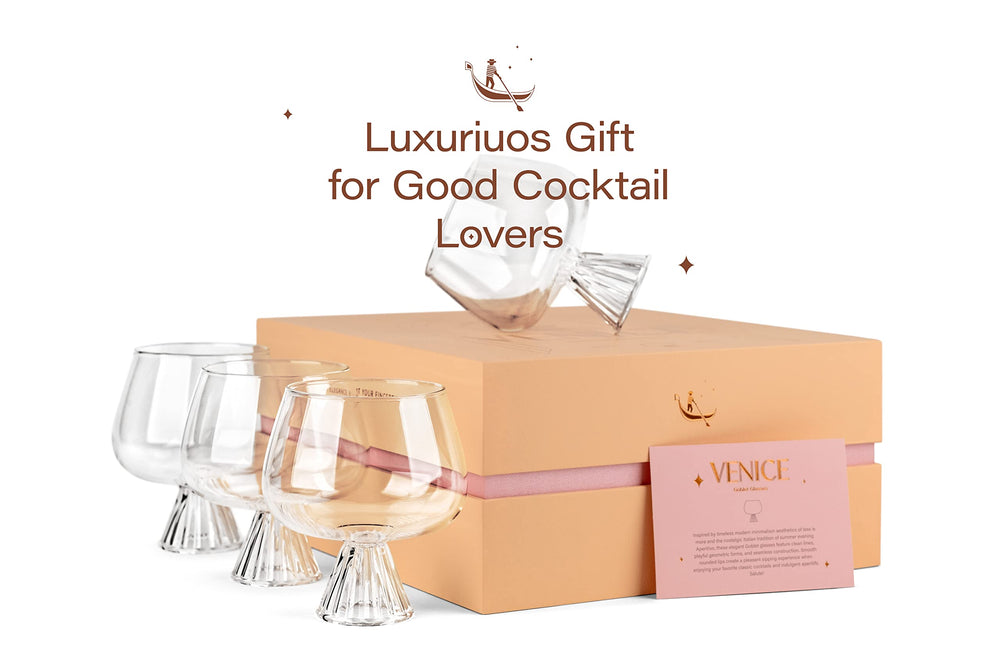 GLASSIQUE CADEAU coffret cadeau inspiré de Venise protégeant et présentant les verres