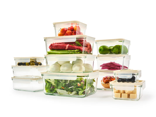 Glasslock emballage avant montrant le lot 24 pièces et bénéfice organisation