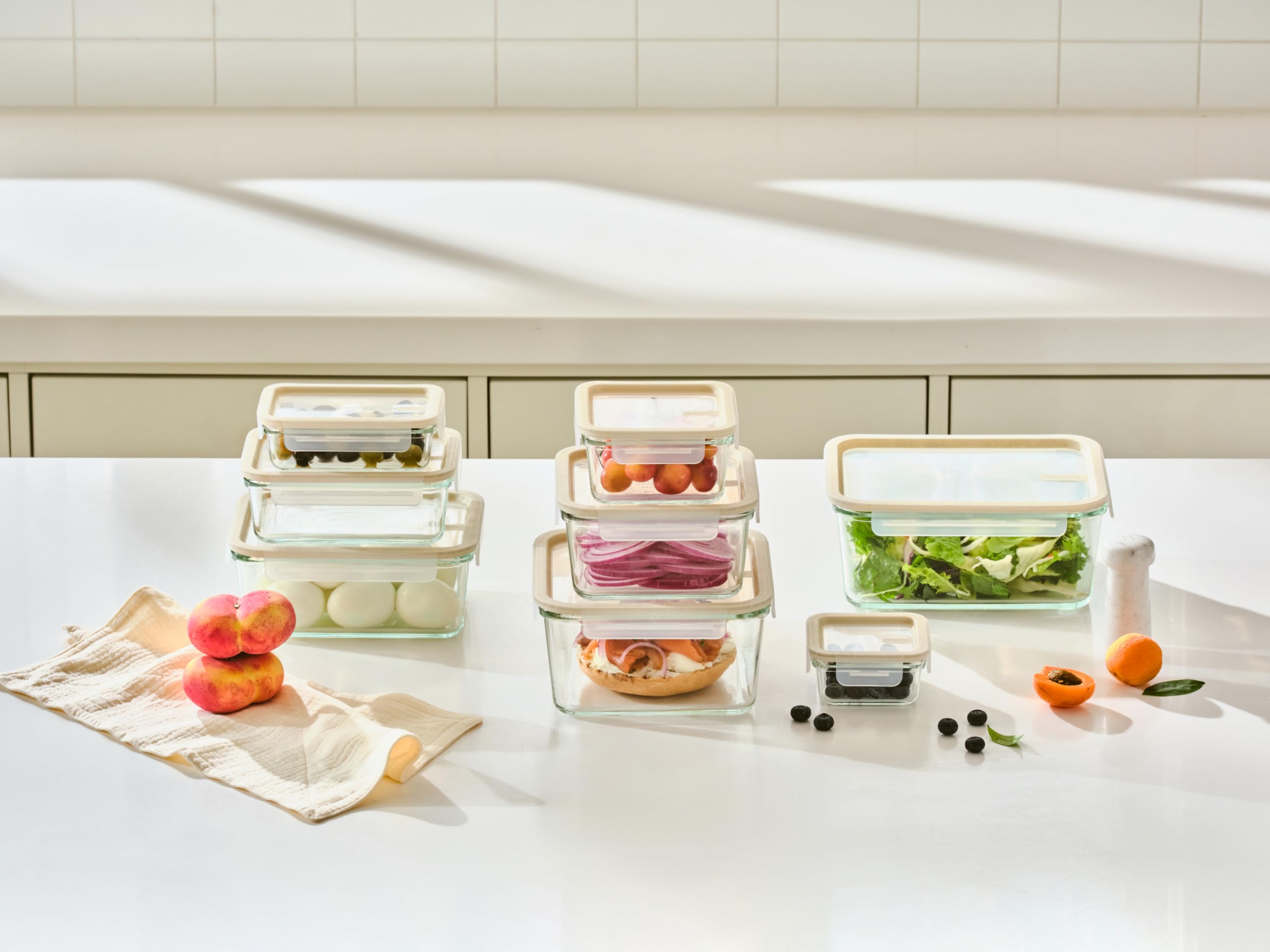 Glasslock frigo organisé avec boîtes empilées pour conservation optimale