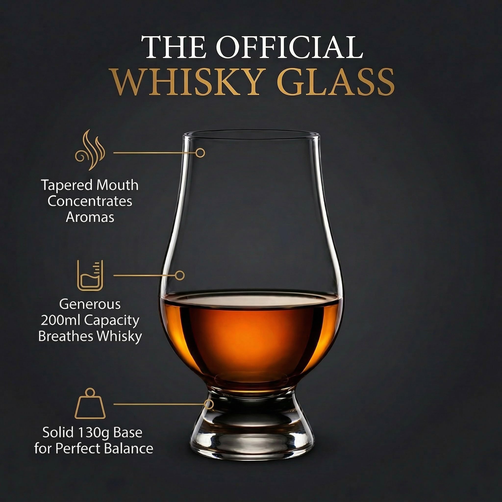 GLENCAIRN cristal clair révélant couleur et brillance du whisky