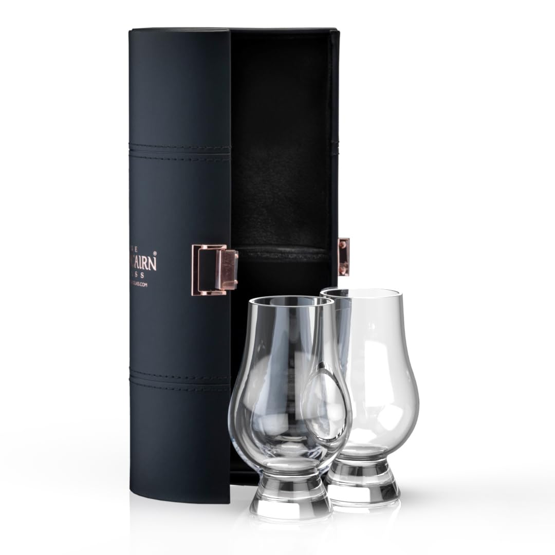 GLENCAIRN coffret face avant montrant verres et étui, look élégant