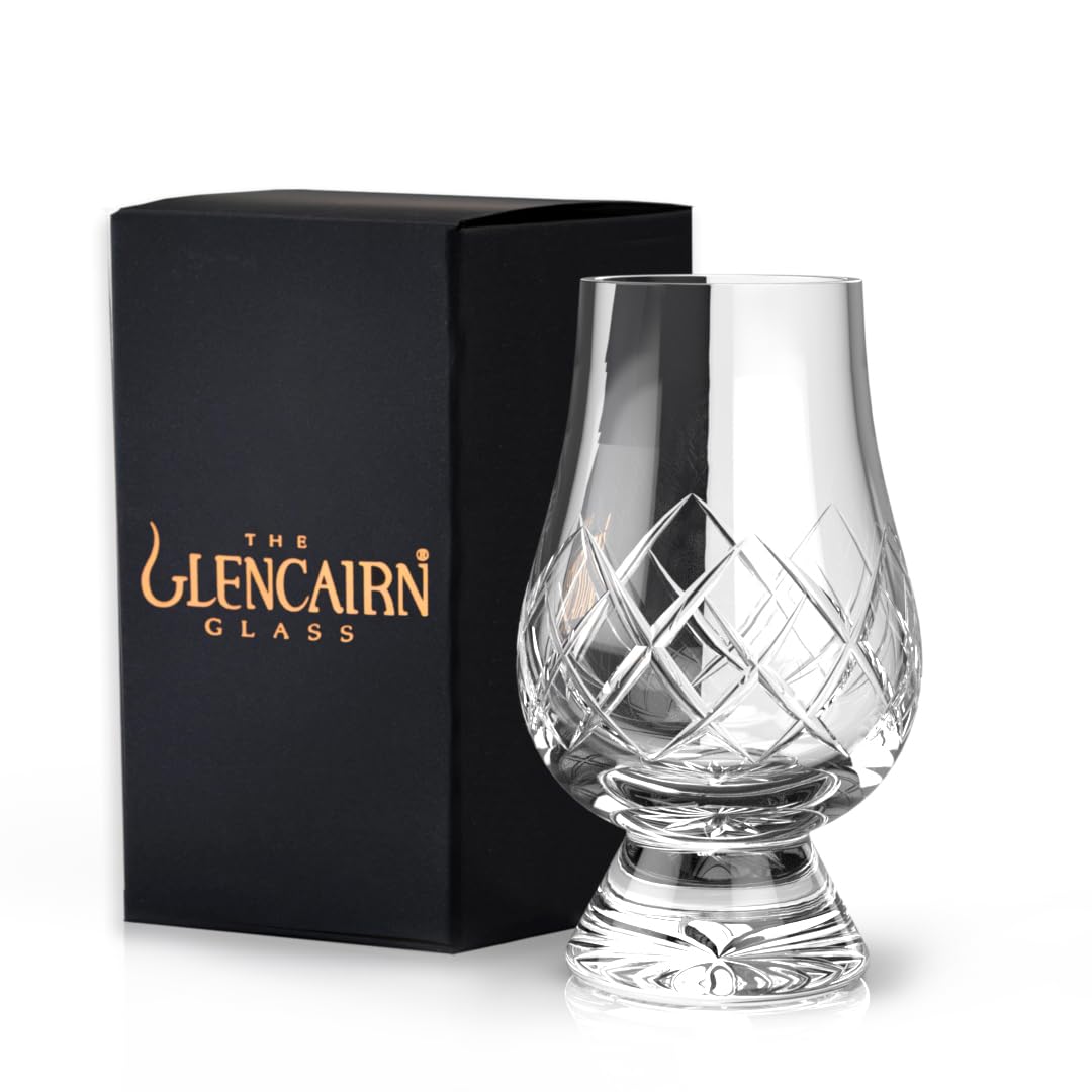 GLENCAIRN verre face avant dans son coffret, présentation élégante et protectrice