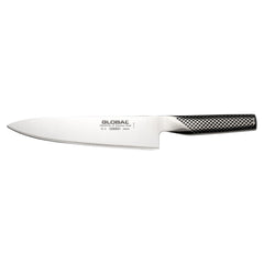 Global couteau de chef face avant montrant design moderne et polyvalence