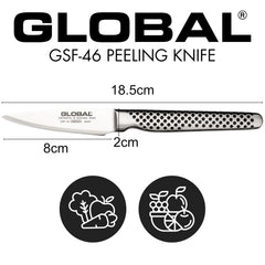 Global GSF-46 gros plan du manche moulé avec alvéoles pour meilleure prise