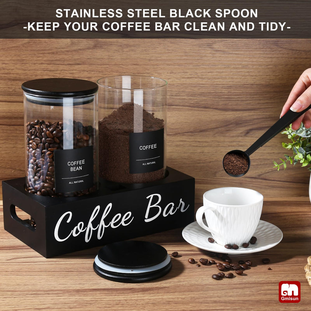 gmisun étagère noire décorative organisant bocaux sur comptoir café