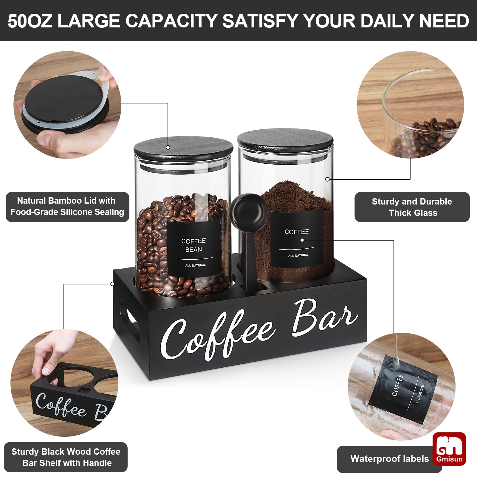 gmisun étiquettes posées lisibles pour organiser café sucre thé