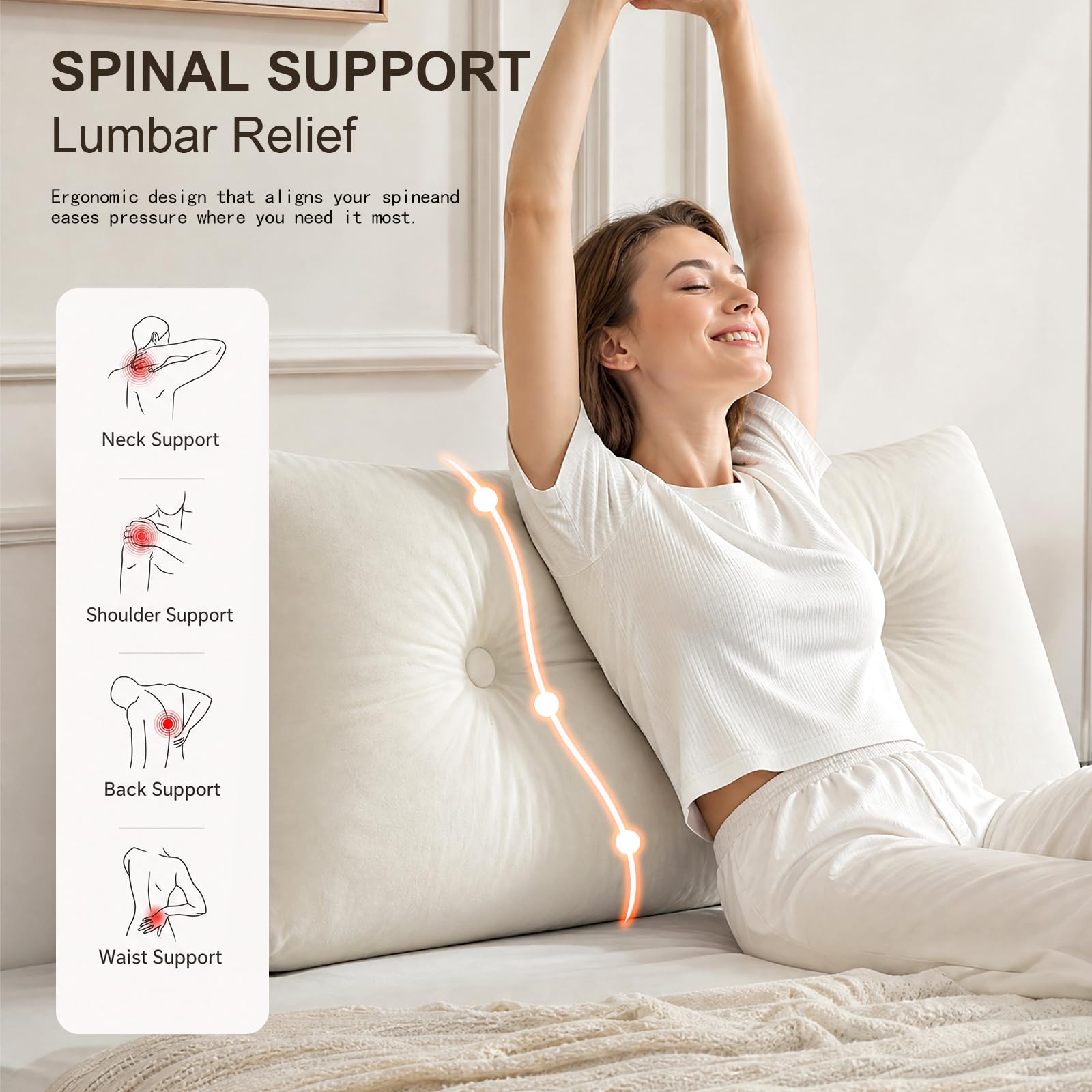 Gnostik coussin à côté d'une règle montrant dimensions pratiques twin