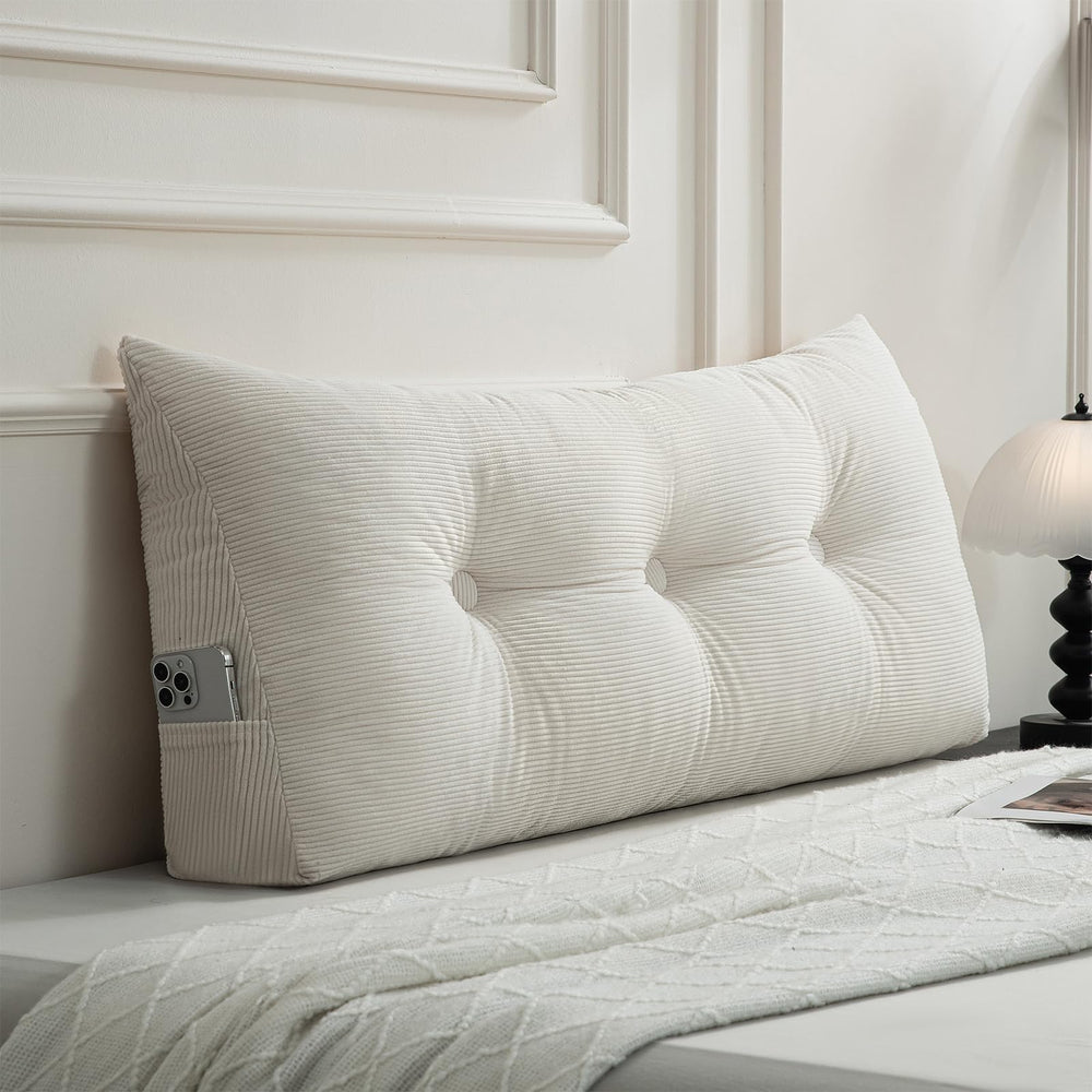 Gnostik coussin tête de lit face montré sur lit, support confortable immédiat