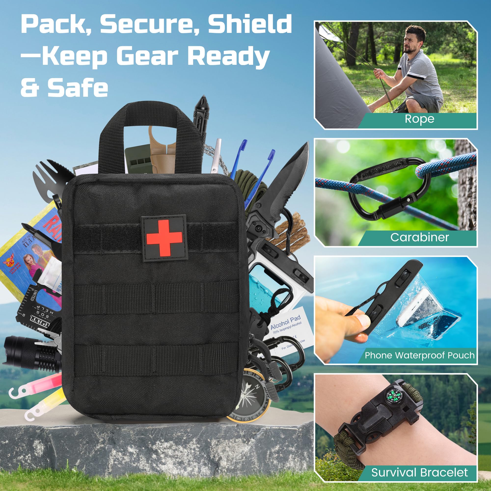 GODELAIF kit utilisé en camping illustrant gain d'espace et utilité