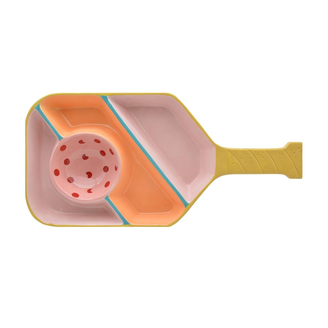 Godinger plateau paddle recto bleu montrant séparation chips et dip pour service convivial