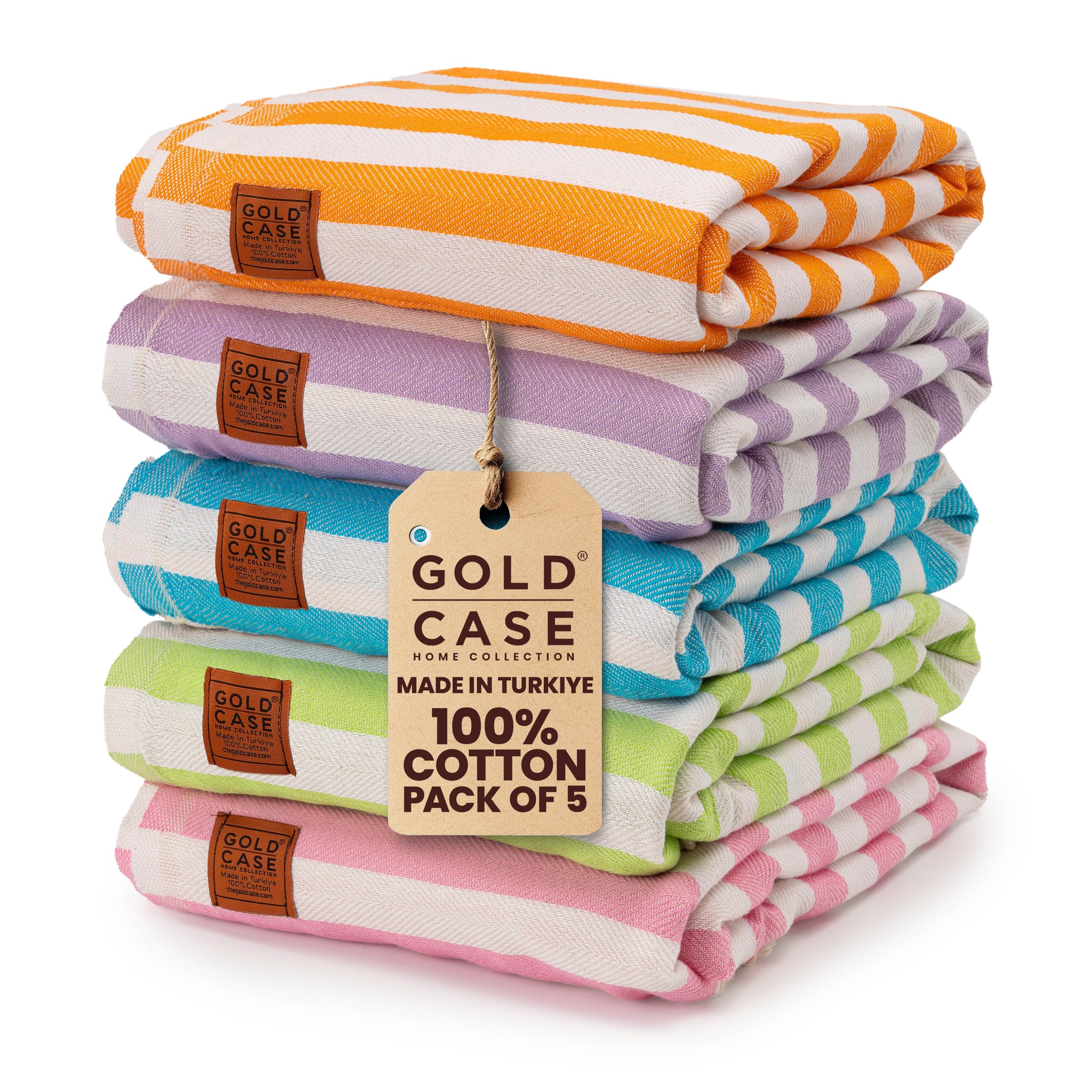 Gold CASE MYRA ensemble de 5 serviettes face produit montrant couleurs vives et design