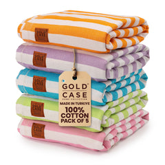 Gold CASE MYRA ensemble de 5 serviettes face produit montrant couleurs vives et design