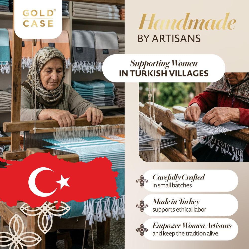 Gold CASE MYRA serviette déployée illustrant la taille surdimensionnée pratique