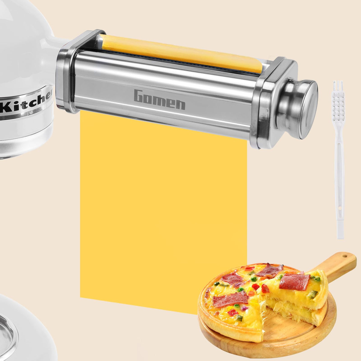 Gomen rouleau face avant sur robot Kitchenaid montrant compatibilité et design