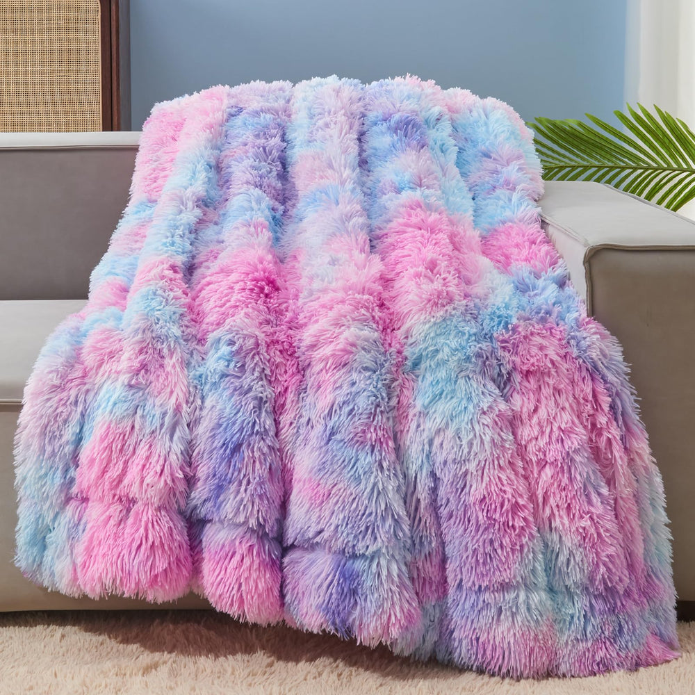 GONAAP plaid violet arc‑en‑ciel posé, apporte chaleur décorative