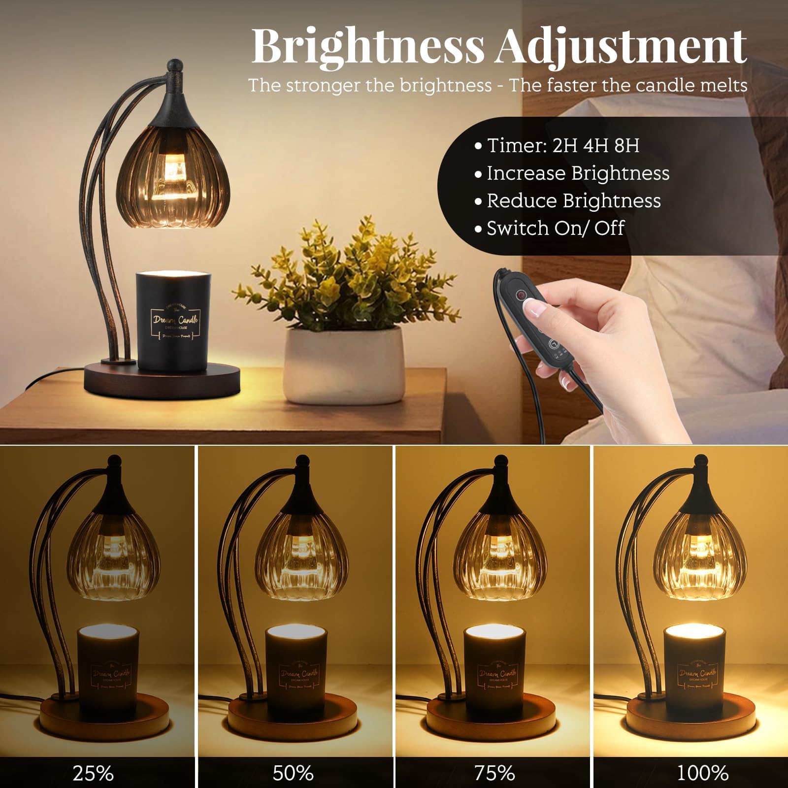 GOODBUY lampe chauffe-bougie zoom abat-jour détail et diffusion contrôlée