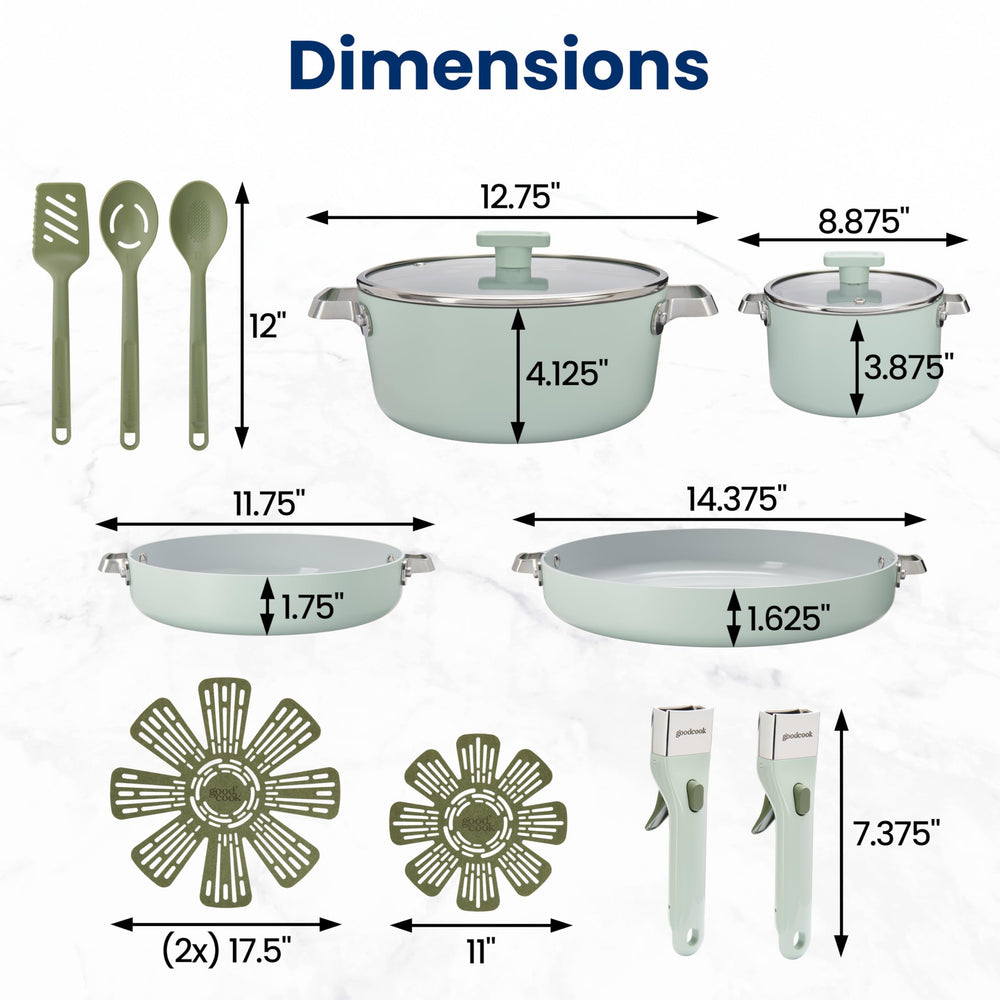 GoodCook gros plan revêtement céramique, antiadhérence durable pour nettoyage facile