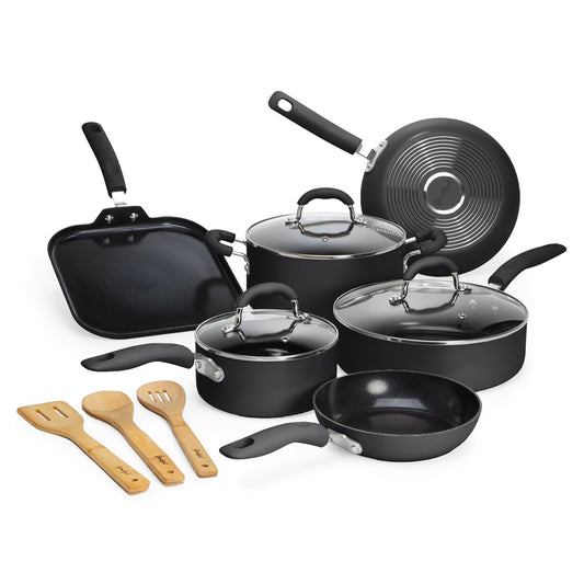 Goodful ensemble 12 pièces vue avant montrant finition charcoal gray et rangement
