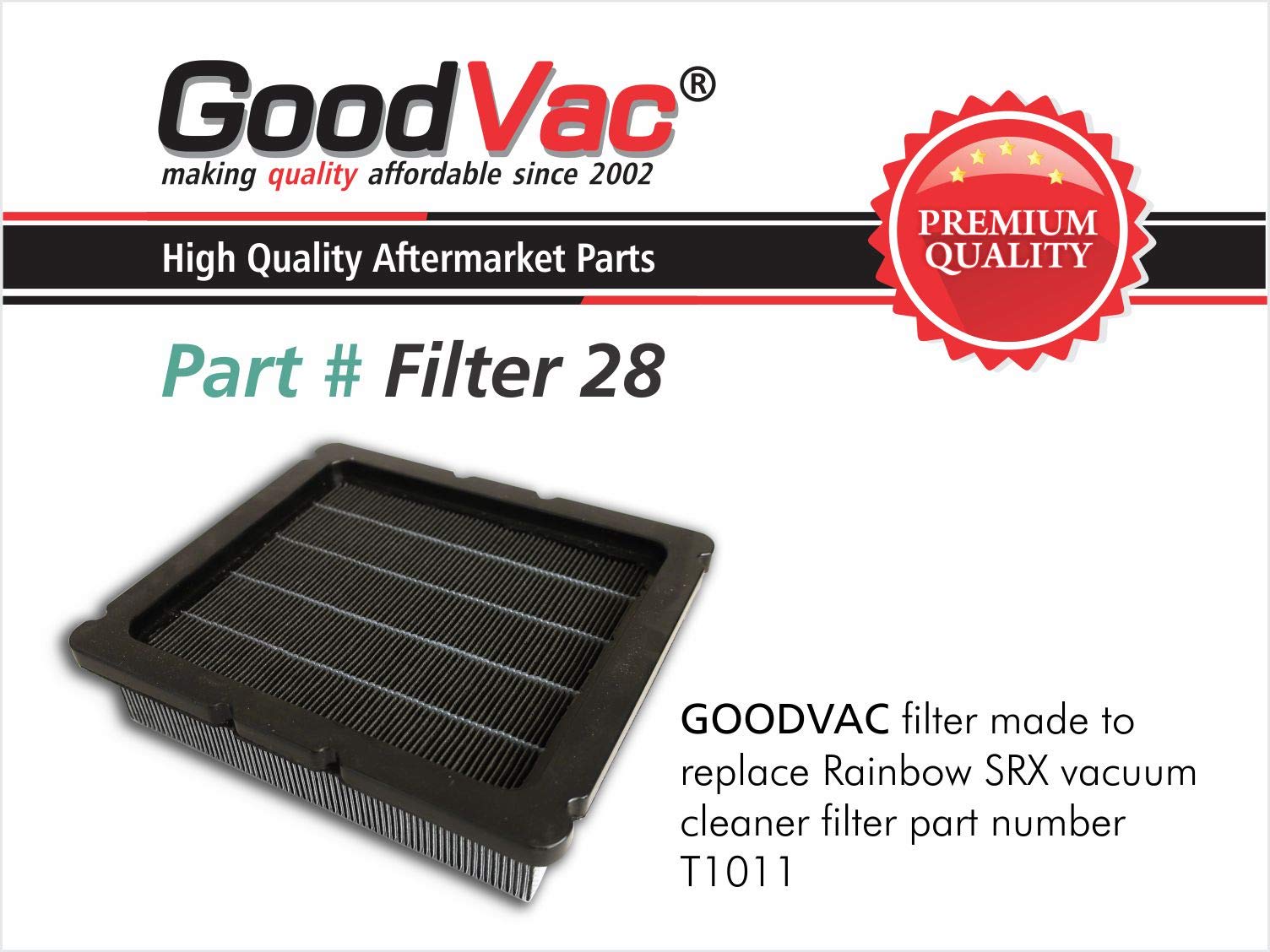 GoodVac filtre installé dans un aspirateur Rainbow SRX démontrant remplacement simple