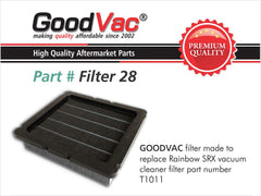 GoodVac filtre installé dans un aspirateur Rainbow SRX démontrant remplacement simple