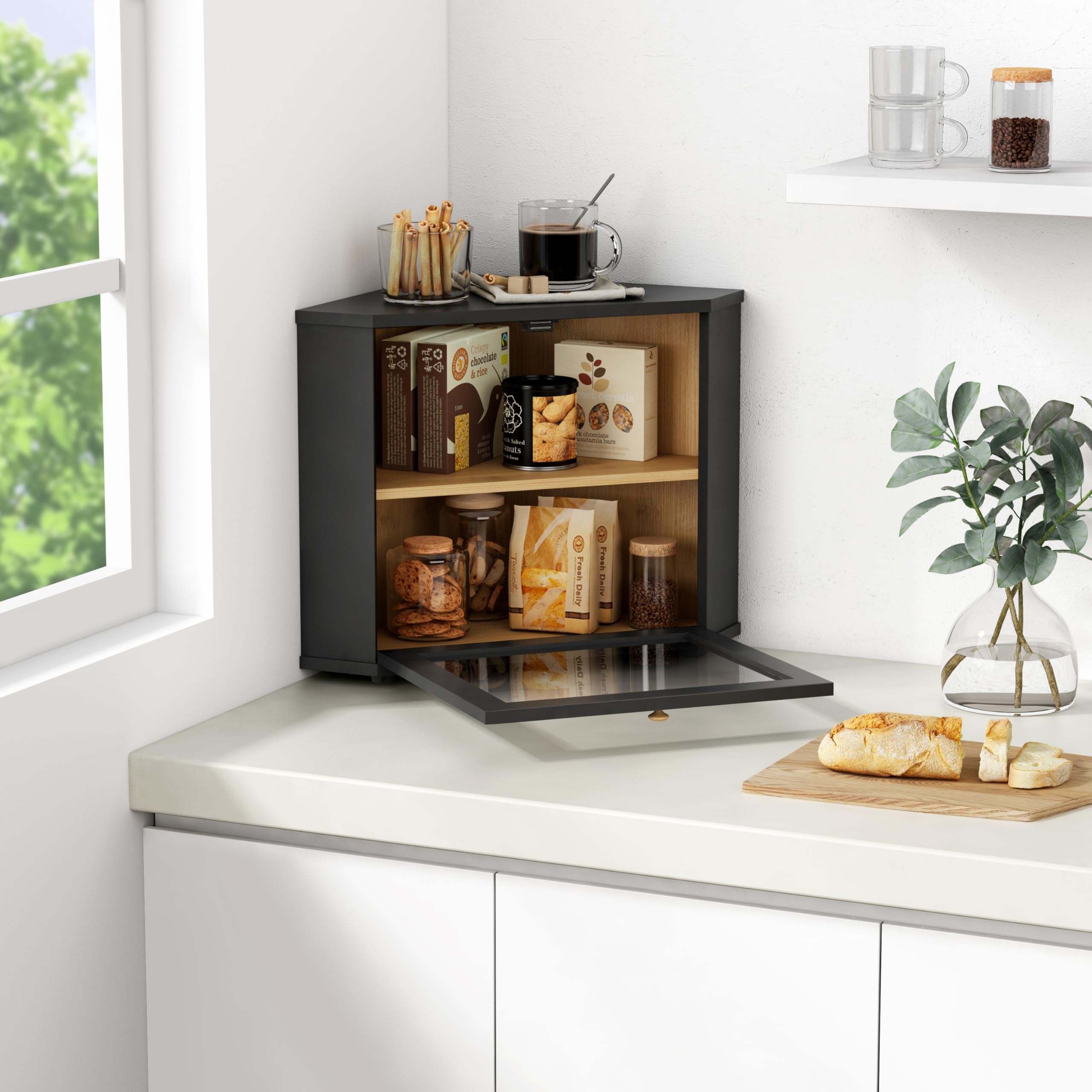 Goozii vue intérieure deux étages, rangement organisé pour pains