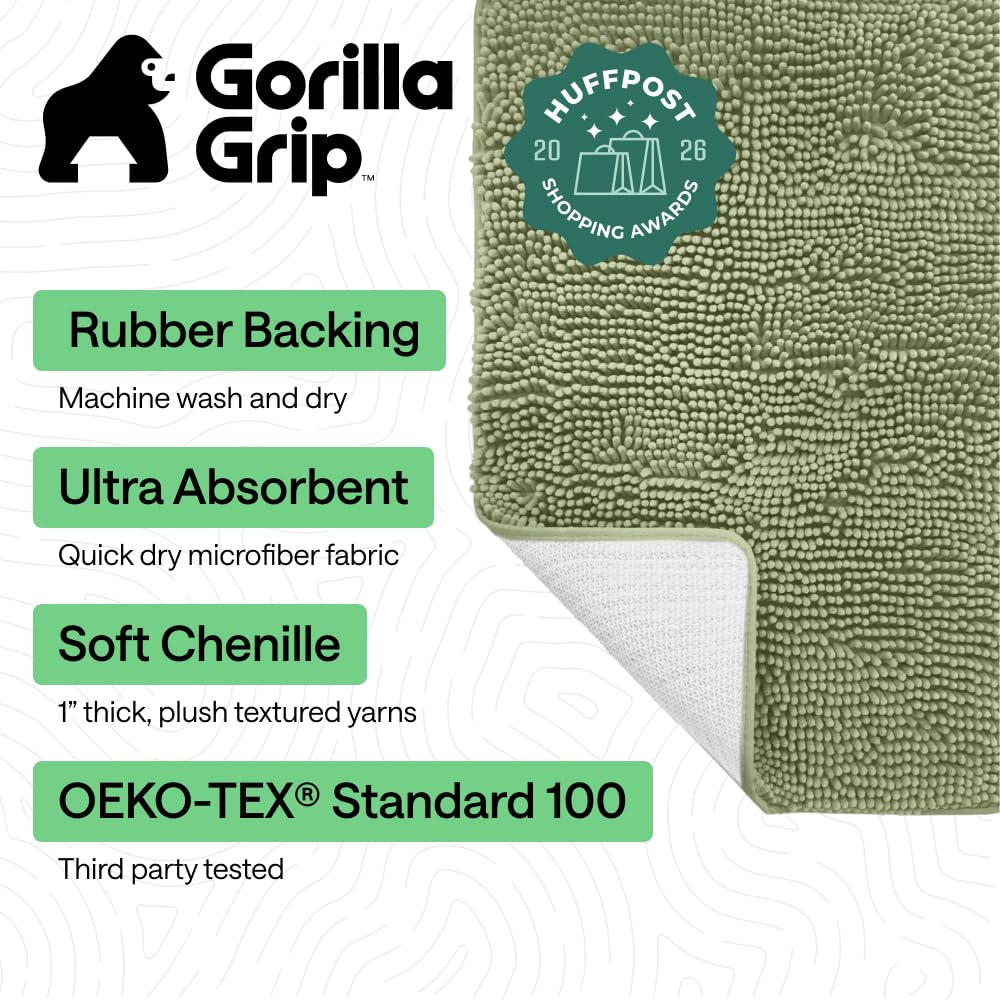 GORILLA GRIP gros plan chenille douce montrant absorption supérieure