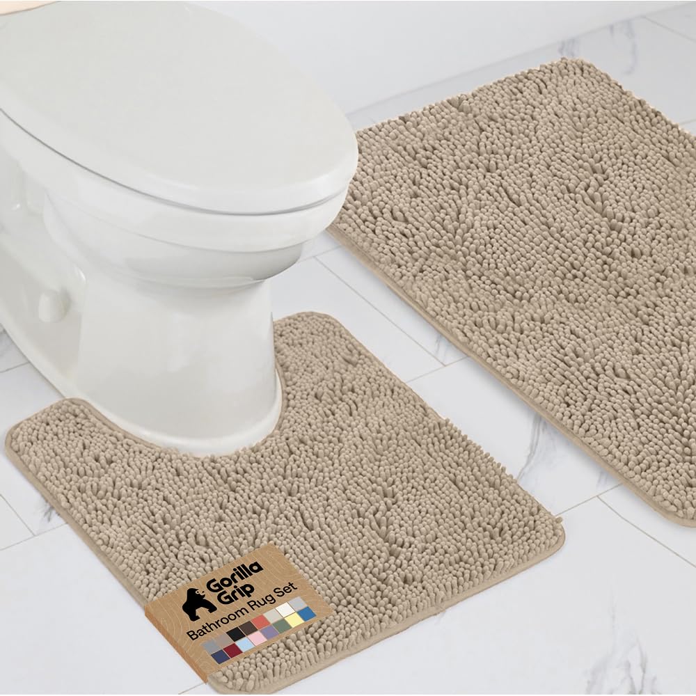 GORILLA GRIP vue frontale du tapis beige offrant confort et absorption