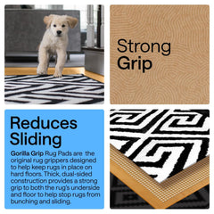GORILLA GRIP sous tapis en action stabilisant un tapis de salon