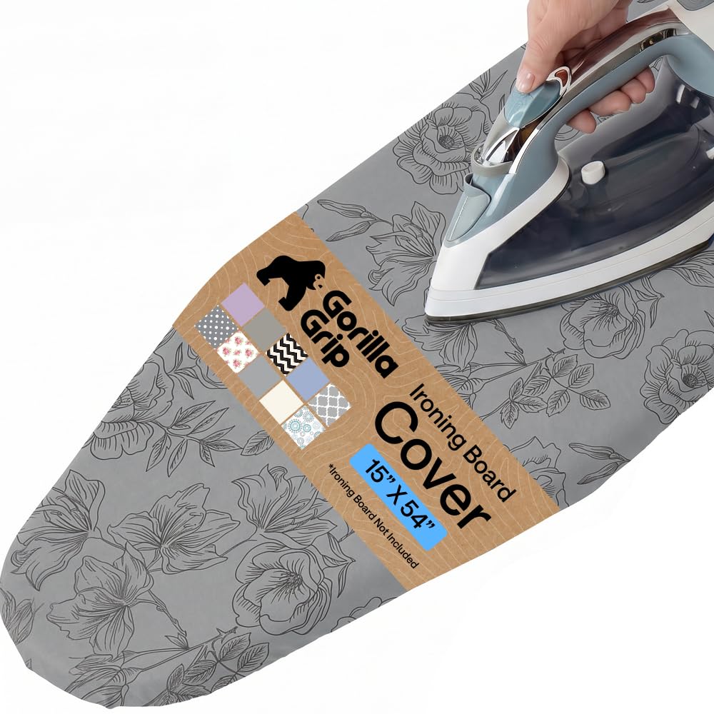 GORILLA GRIP vue frontale de la housse motif floral gris protège et embellit