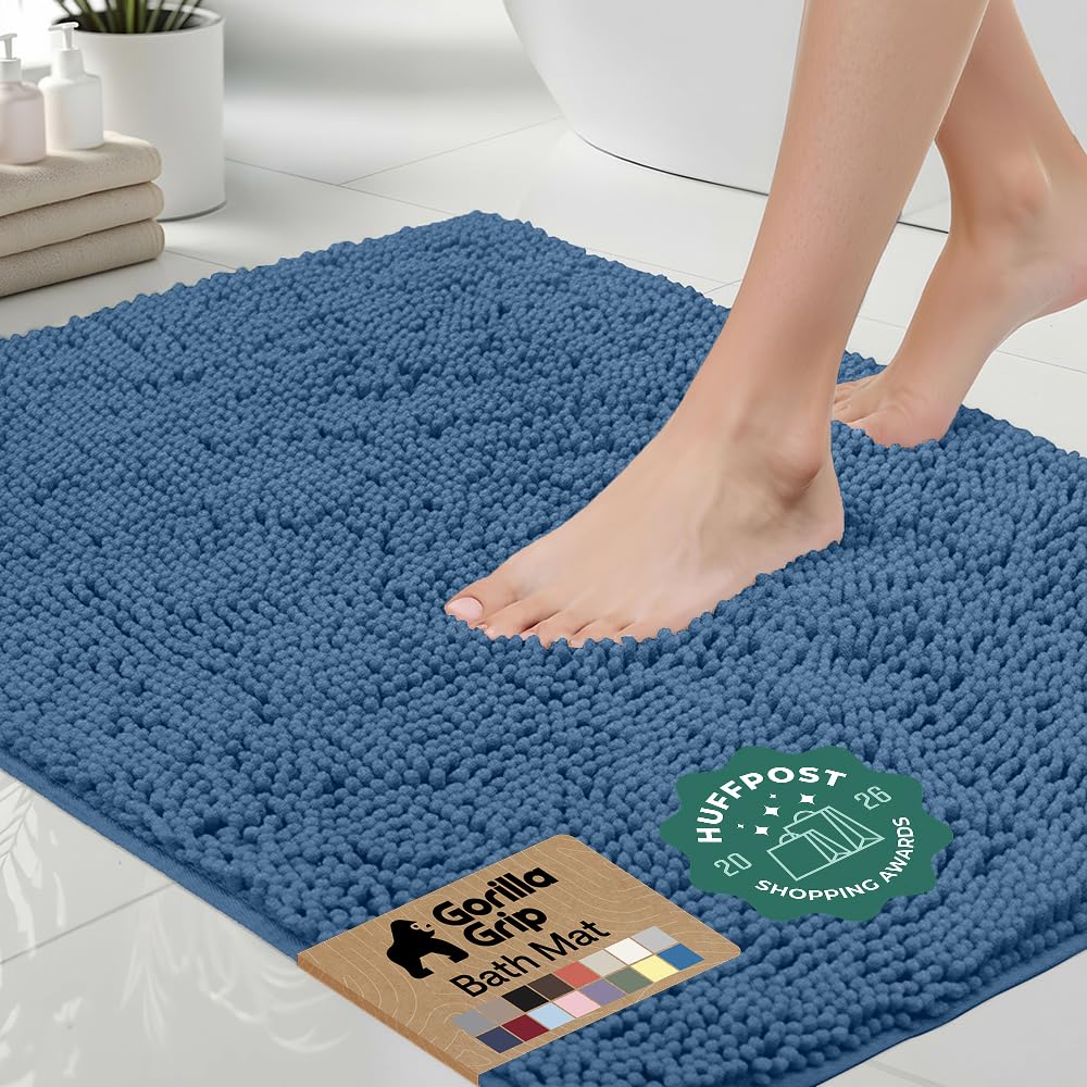 GORILLA GRIP vue avant du tapis bleu montrant le design et confort