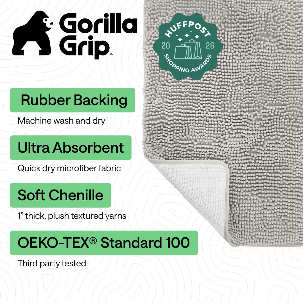GORILLA GRIP gros plan chenille douce et épaisse pour meilleure absorption