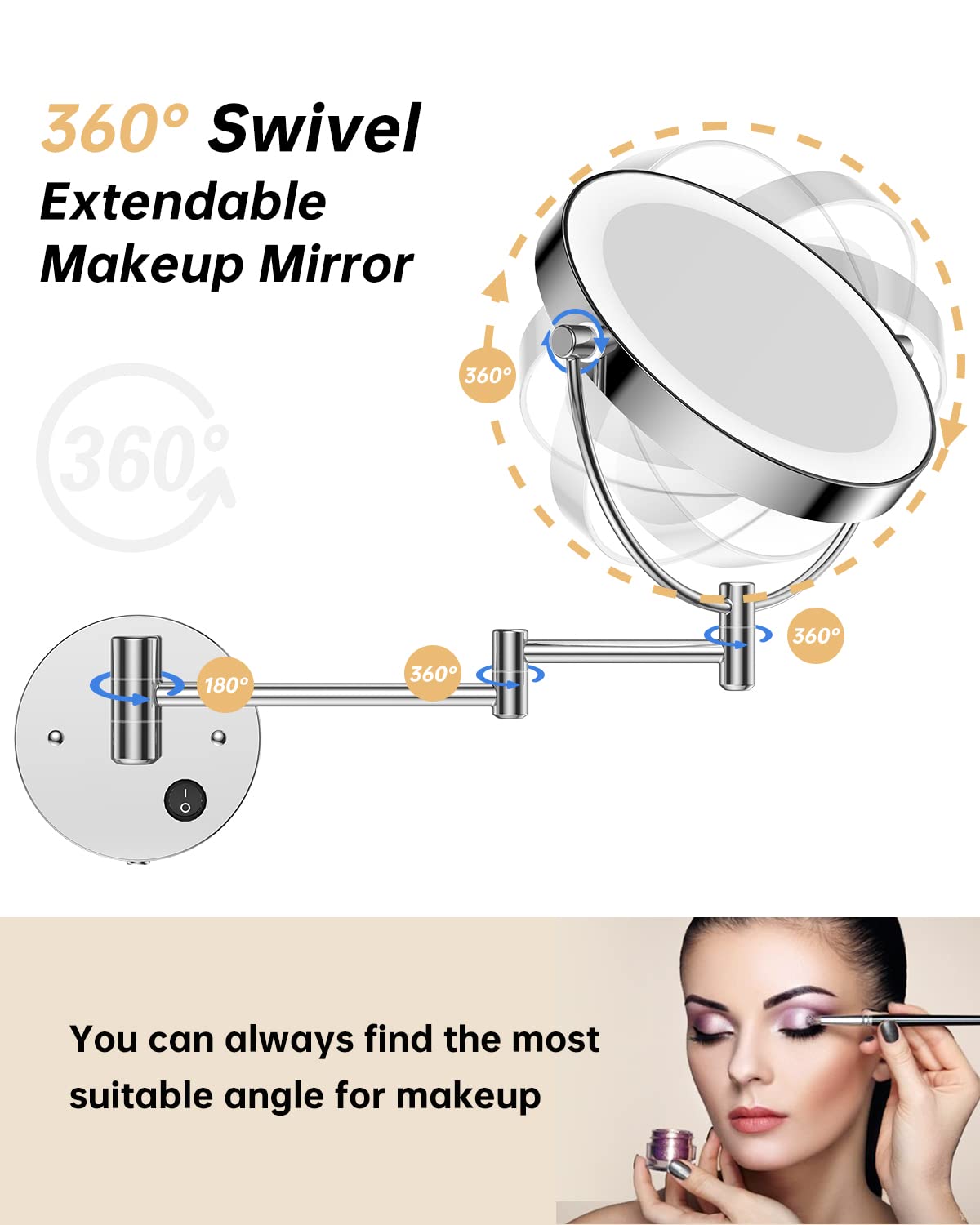 Gospire miroir pivotant 360° démontrant ajustement d'angle facile et confort