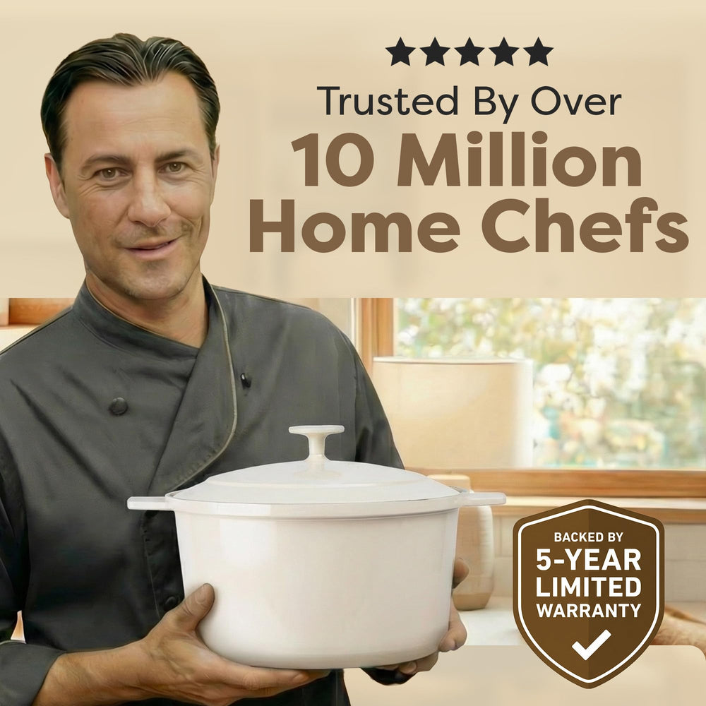 GOTHAM STEEL cocotte utilisée sur plaque de cuisson, compatibilité tous feux et induction