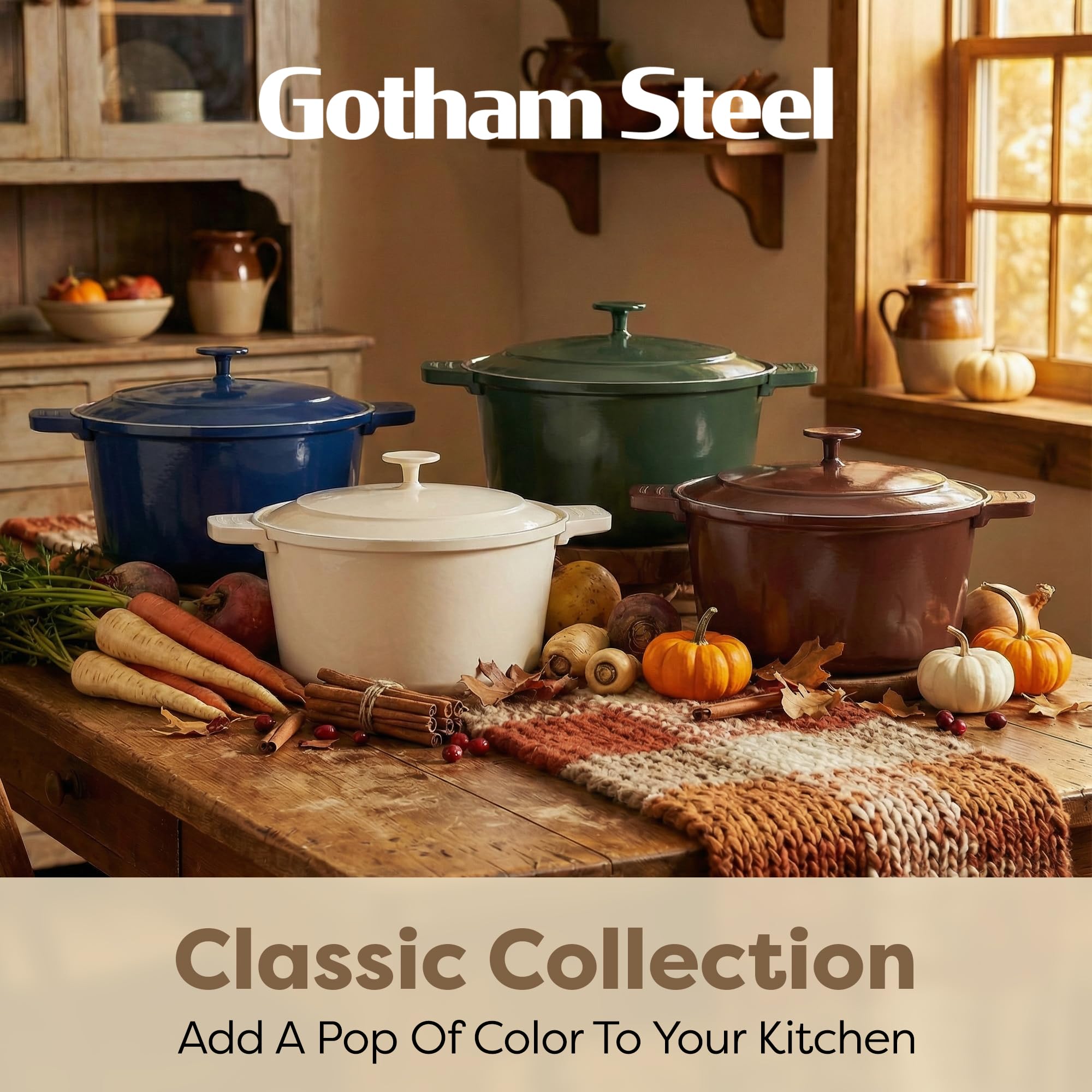 GOTHAM STEEL vue intérieure avec plat mijoté, distribution uniforme de la chaleur