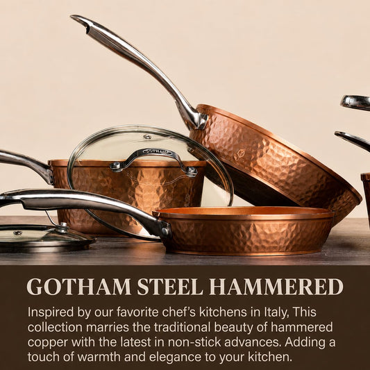 GOTHAM STEEL couvercle en verre transparent, contrôle visuel et conservation chaleur