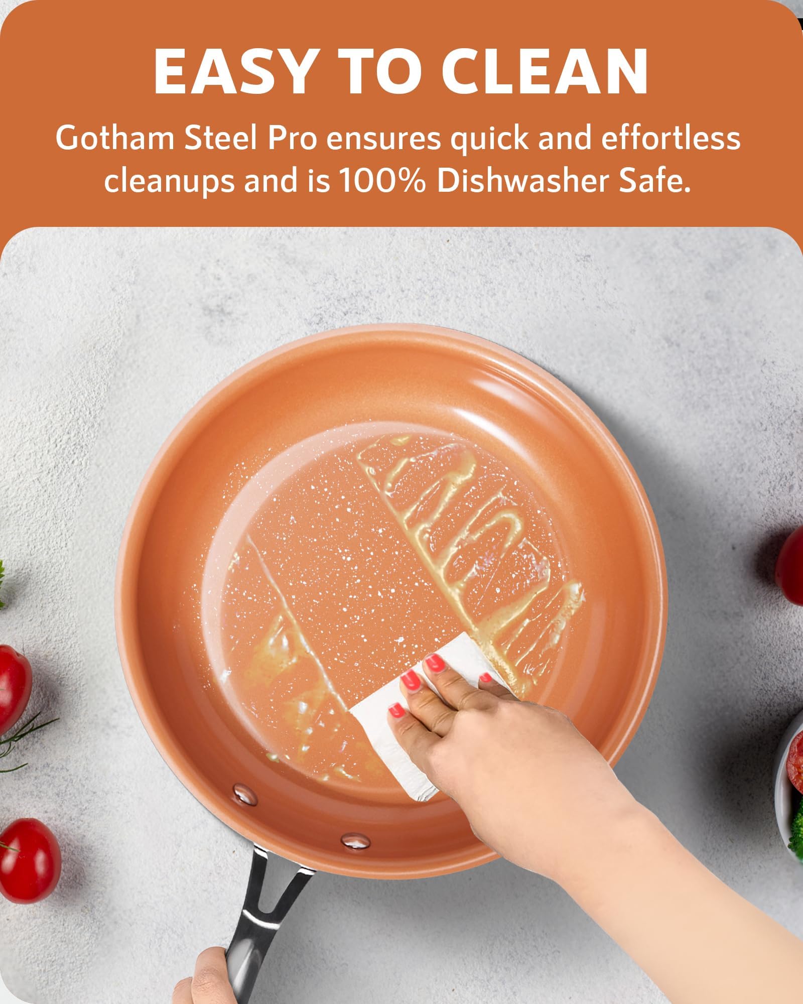 GOTHAM STEEL set posé dans une cuisine moderne facilitant préparation et nettoyage