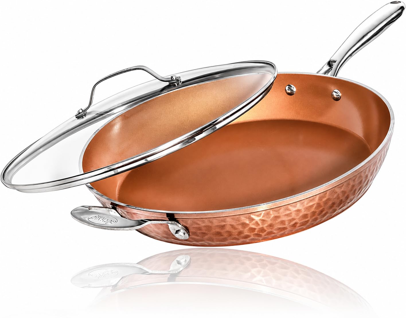 GOTHAM STEEL poêle 14" vue frontale, grand format pour repas familiaux