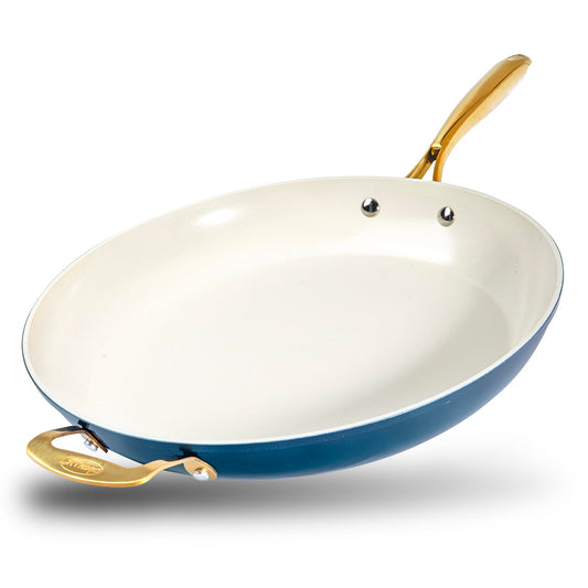 GOTHAM STEEL poêle 14" vue de face, grande surface antiadhésive pour portions familiales