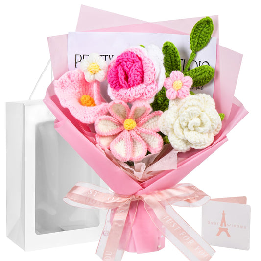 Gouraml bouquet face avant montrant couleurs roses et blanc, charmant et durable