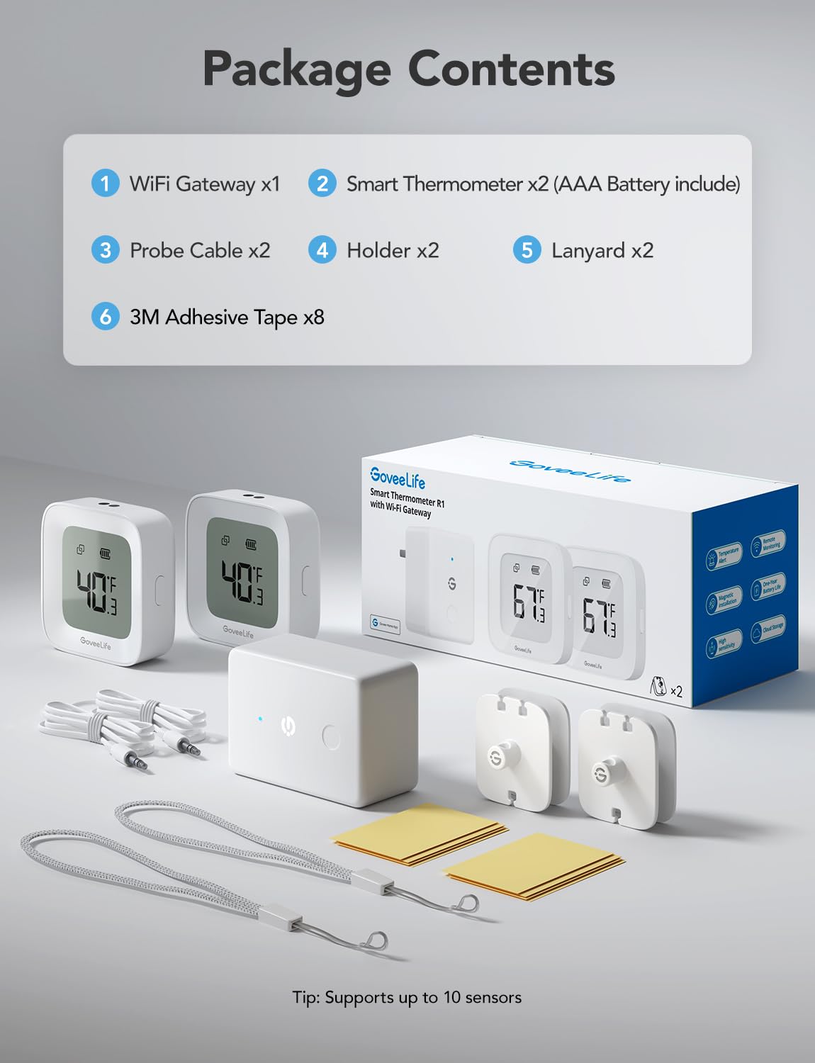 GoveeLife sonde à côté d’un objet pour comparaison d’échelle et compacité