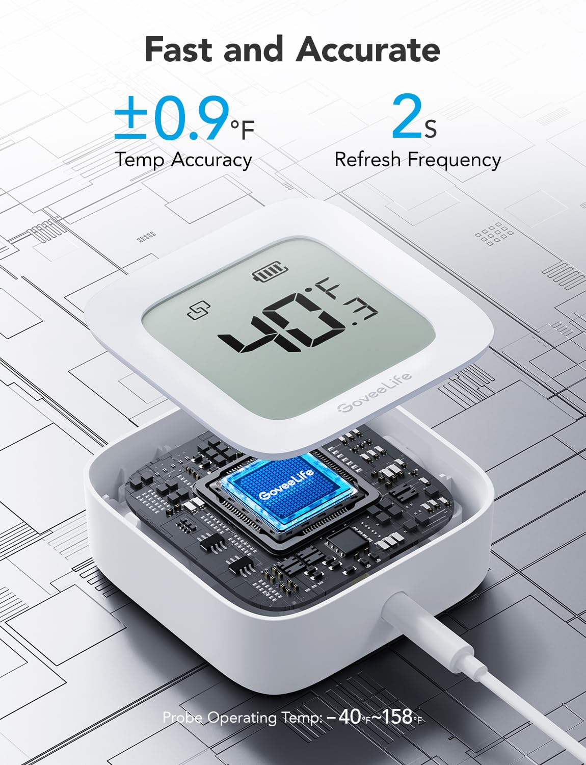 GoveeLife support magnétique installé pour fixation propre et sûre