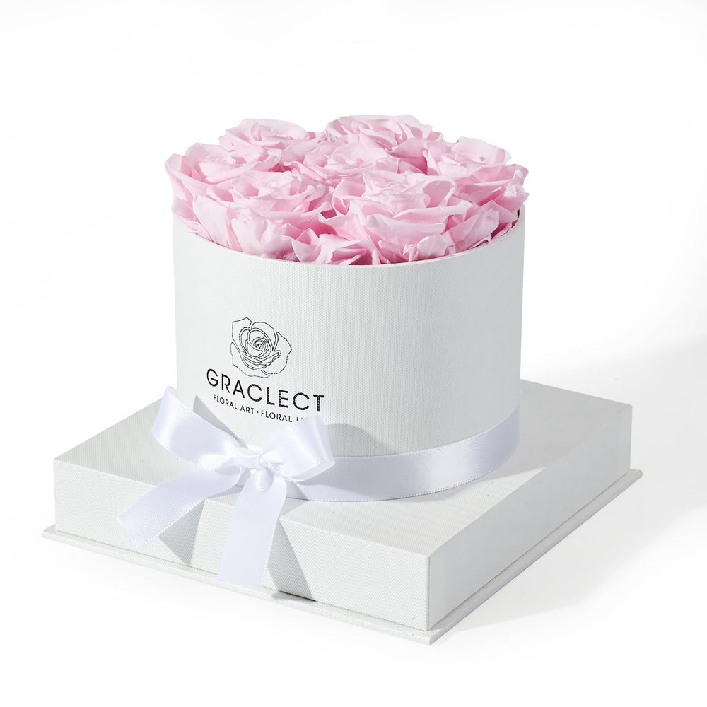 graclect boîte rose face montrant sept roses pour un cadeau durable