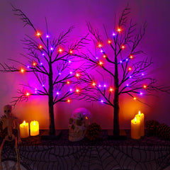Gralima arbre noir face avant éclairage orange violet ambiance halloween