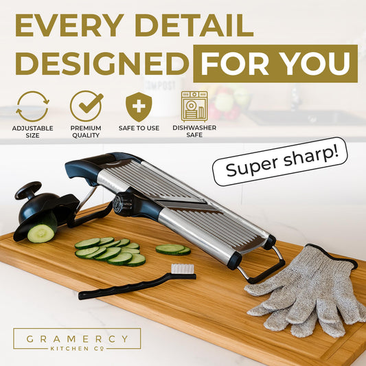 Gramercy Mandoline lame 4CR15 en gros plan pour coupes nettes et durables