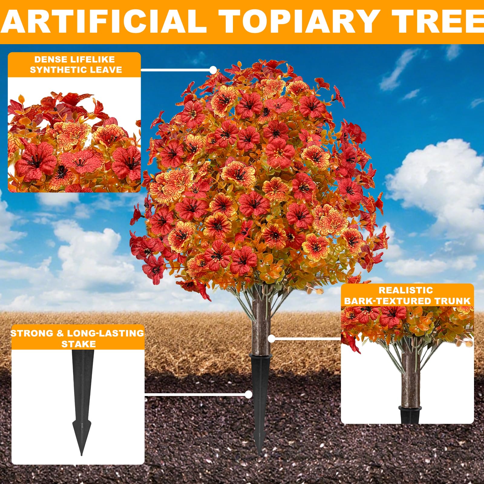 Grandeal topiaire en pot sur terrasse ajoutant ambiance automnale