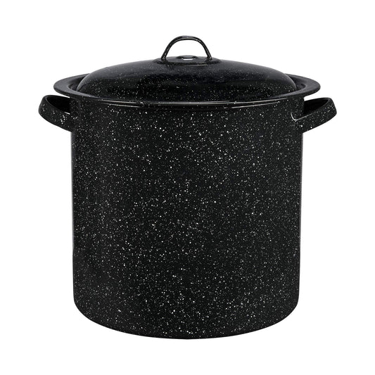Granite Ware vue avant de la marmite montrant capacité et finition pratique