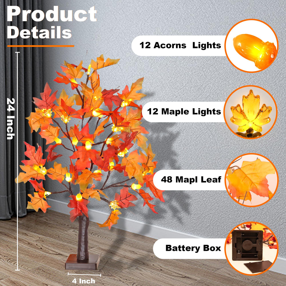 Grastfu deux arbres sur table de Thanksgiving illuminant la table