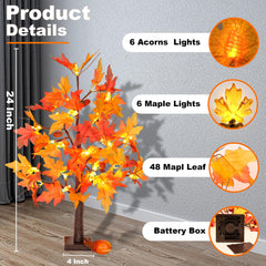 Grastfu duo d'arbres sur table Thanksgiving, éclairage cosy